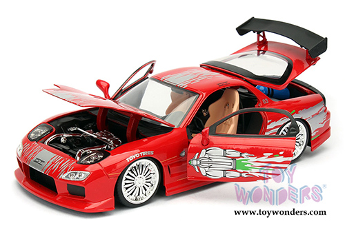Jada Toys Fast & Furious - Dom's Mazda RX-7 F8 "The Fate of the Furious" Movie (1/24 scale diecast model car, Red) 98338/4