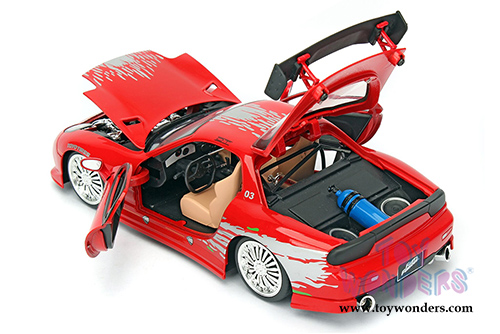 Jada Toys Fast & Furious - Dom's Mazda RX-7 F8 "The Fate of the Furious" Movie (1/24 scale diecast model car, Red) 98338/4