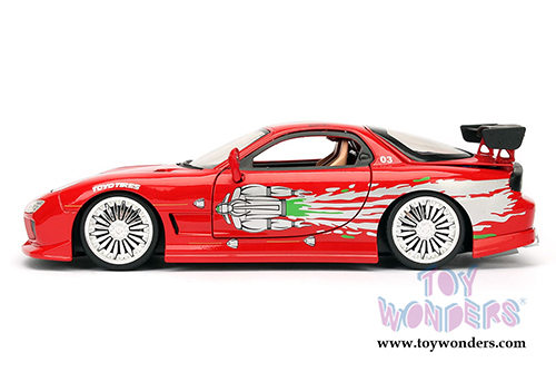 Jada Toys Fast & Furious - Dom's Mazda RX-7 F8 "The Fate of the Furious" Movie (1/24 scale diecast model car, Red) 98338/4