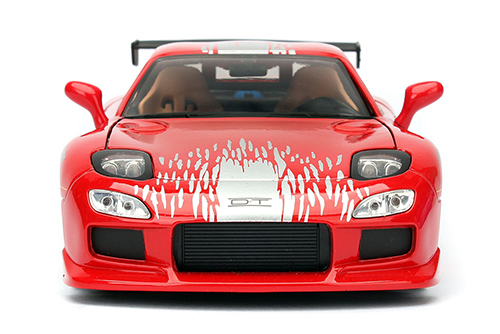 Jada Toys Fast & Furious - Dom's Mazda RX-7 F8 "The Fate of the Furious" Movie (1/24 scale diecast model car, Red) 98338/4