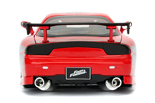 Jada Toys Fast & Furious - Dom's Mazda RX-7 F8 "The Fate of the Furious" Movie (1/24 scale diecast model car, Red) 98338/4