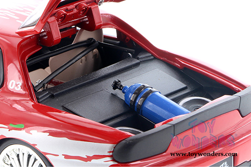 Jada Toys Fast & Furious - Dom's Mazda RX-7 F8 "The Fate of the Furious" Movie (1/24 scale diecast model car, Red) 98338/4