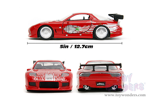 Jada Toys Fast & Furious - Dom's Mazda RX-7 F8 "The Fate of the Furious" Movie (1/32 scale diecast model car, Red) 98377