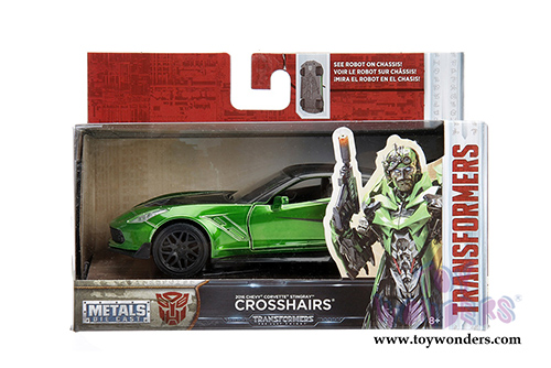 Jada Toys - Metals Die Cast | TRANSFORMERS 5 Crosshairs Chevy Corvette Stingray&trade; (2016, 1/32, diecast model car, Candy Green w/Black) 98397