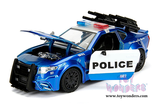 Jada Toys - Metals Die Cast | TRANSFORMERS 5 Barricade&reg; Mustang (1/24, diecast model car, Blue w/White) 98400