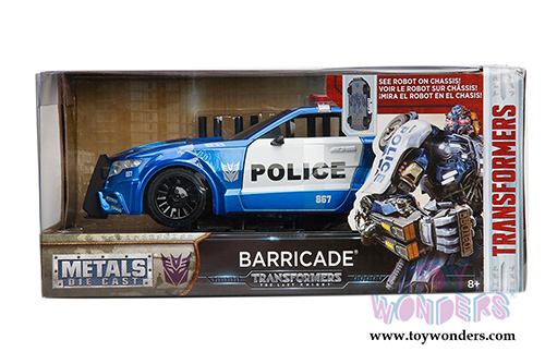 Jada Toys - Metals Die Cast | TRANSFORMERS 5 Barricade&reg; Mustang (1/24, diecast model car, Blue w/White) 98400