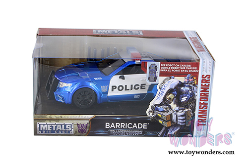 Jada Toys - Metals Die Cast | TRANSFORMERS 5 Barricade&reg; Mustang (1/24, diecast model car, Blue w/White) 98400