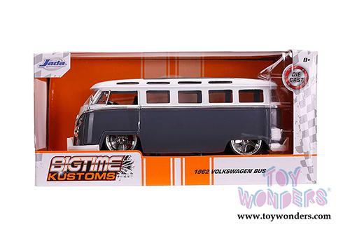 Jada Toys Bigtime Kustoms - Volkswagen Bus (1962, 1/24 scale diecast model car, Gray w/ White) 99024