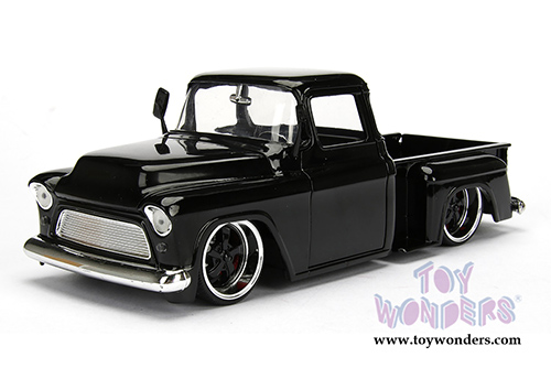Jada Toys - Metals Die Cast Just Trucks | Chevy Stepside Pickup (1955, 1/24 scale diecast model car, Glossy Black) 99041/4