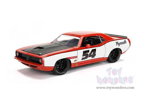 Jada Toys Bigtime Muscles - Plymouth Barracuda Hardtop (1973, 1/24 scale diecast model car, Orange/White) 99086/4