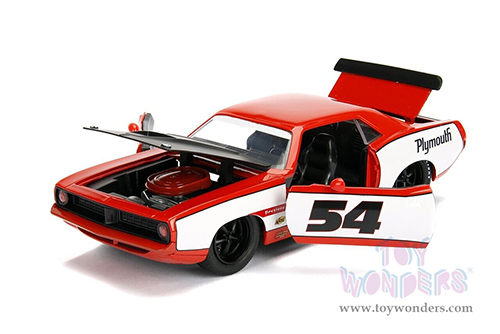 Jada Toys Bigtime Muscles - Plymouth Barracuda Hardtop (1973, 1/24 scale diecast model car, Orange/White) 99086/4