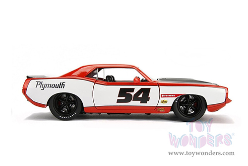 Jada Toys Bigtime Muscles - Plymouth Barracuda Hardtop (1973, 1/24 scale diecast model car, Orange/White) 99086/4