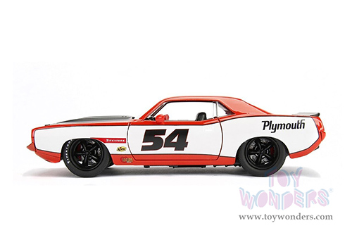 Jada Toys Bigtime Muscles - Plymouth Barracuda Hardtop (1973, 1/24 scale diecast model car, Orange/White) 99086/4