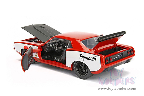 Jada Toys Bigtime Muscles - Plymouth Barracuda Hardtop (1973, 1/24 scale diecast model car, Orange/White) 99086/4