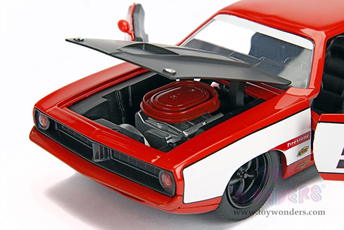 Jada Toys Bigtime Muscles - Plymouth Barracuda Hardtop (1973, 1/24 scale diecast model car, Orange/White) 99086/4
