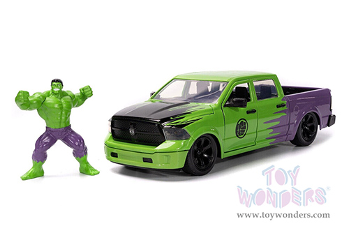 Jada Toys - Hollywood Rides | Dodge Ram 1500 Pickup Truck with Hulk™ Diecast figure "Marvel Avengers" (2014, 1/24 diecast model car, Green/Purple) 99726