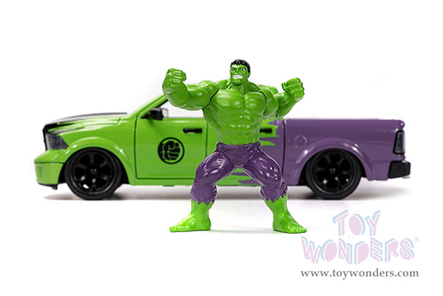 Jada Toys - Hollywood Rides | Dodge Ram 1500 Pickup Truck with Hulk™ Diecast figure "Marvel Avengers" (2014, 1/24 diecast model car, Green/Purple) 99726