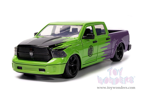 Jada Toys - Hollywood Rides | Dodge Ram 1500 Pickup Truck with Hulk™ Diecast figure "Marvel Avengers" (2014, 1/24 diecast model car, Green/Purple) 99726