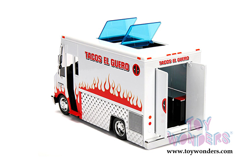 Jada Toys - Metals Die Cast | Taco Truck with Deadpool&trade; Figure (1/24, diecast model car, White/Red) 99730