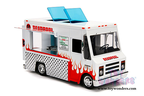 Jada Toys - Metals Die Cast | Taco Truck with Deadpool&trade; Figure (1/24, diecast model car, White/Red) 99730