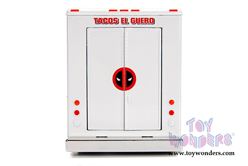 Jada Toys - Metals Die Cast | Taco Truck with Deadpool&trade; Figure (1/24, diecast model car, White/Red) 99730