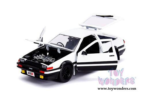 Jada Toys - Metals Die Cast - Hollywood Rides | Toyota Trueno AE86 Hardtop with Takumi figure (1/24 scale diecast model car, White) 99733