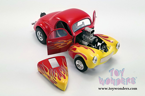 Acme - Willys Gasser (1941, 1/18 scale diecast model car, Red wih Flames) A1800916