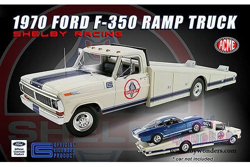 Acme - Ford F-350 Ramp Truck Shelby (1970, 1/18 scale diecast model car, White w/Blue) A1801404