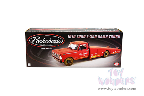 Acme - Ford F-350 Ramp Truck - Porkchop's Chop Shop (Rusted) (1970, 1/18 scale diecast model car, Sports Red Primer) A1801416