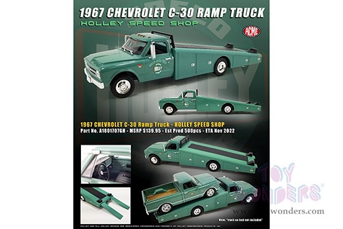 Acme - Chevrolet® C30 Ramp Truck "Holley Speed Shop" (1967, 1/18 scale diecast model car, Green) A1801707GH