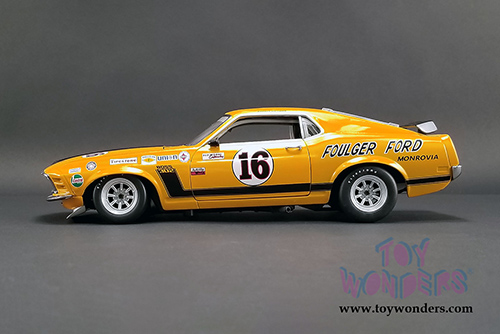 Acme - Ford Mustang Boss 302 #16 Foulger Ford (1970, 1/18 scale diecast model car, Yellow) A1801835