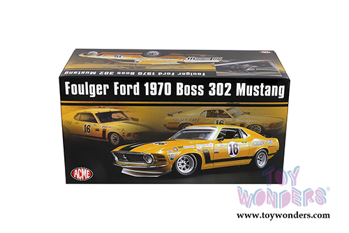 Acme - Ford Mustang Boss 302 #16 Foulger Ford (1970, 1/18 scale diecast model car, Yellow) A1801835
