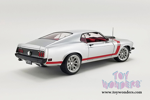 Acme - Ford Boss 302 Mustang Street Fighter Hardtop - Redline (1969, 1/18 scale diecast model car, Silver/Red) A1801842