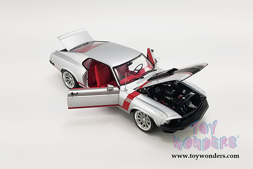 Acme - Ford Boss 302 Mustang Street Fighter Hardtop - Redline (1969, 1/18 scale diecast model car, Silver/Red) A1801842