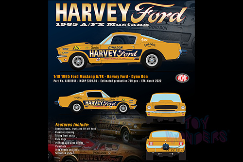Acme - Ford Mustang A/FX "Harvey Ford" - Dyno Don (1965, 1/18 scale diecast model car, Gold) A1801851