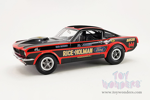 Acme - Ford Mustang A/FX Rice & Holman - BatCar 1966 Summer Nationals NHRA Champion (1965, 1/18 scale diecast model car, Black with Red stripes) A1801852