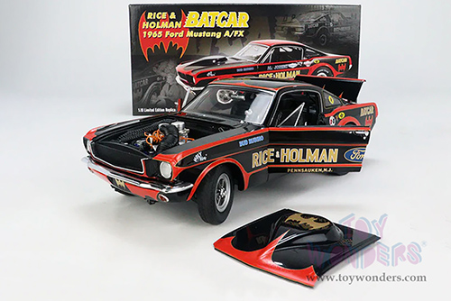 Acme - Ford Mustang A/FX Rice & Holman - BatCar 1966 Summer Nationals NHRA Champion (1965, 1/18 scale diecast model car, Black with Red stripes) A1801852