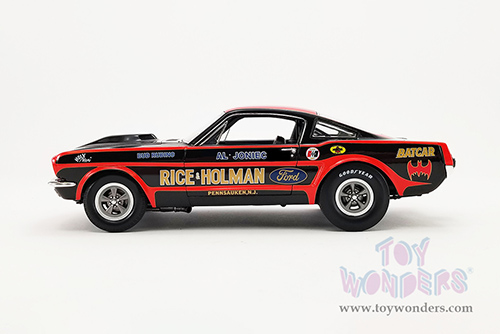 Acme - Ford Mustang A/FX Rice & Holman - BatCar 1966 Summer Nationals NHRA Champion (1965, 1/18 scale diecast model car, Black with Red stripes) A1801852