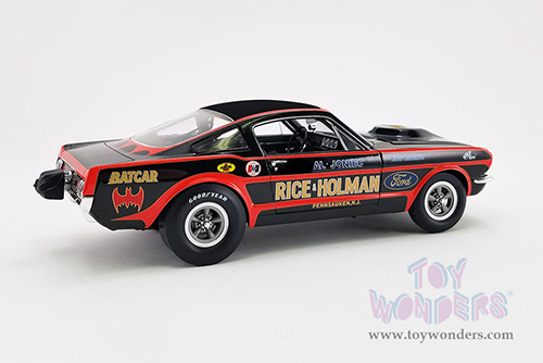 Acme - Ford Mustang A/FX Rice & Holman - BatCar 1966 Summer Nationals NHRA Champion (1965, 1/18 scale diecast model car, Black with Red stripes) A1801852