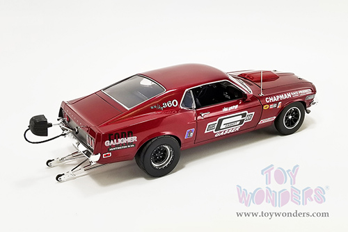 Acme Drag Outlaws - Ford Mustang BOSS 429 Gasser "Mr. Gasket Co." (1969, 1/18 scale diecast model car, Dark Red) A1801854