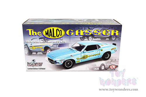 Acme Drag Outlaws - Ford Mustang BOSS 429 Gasser "The Malco Gasser" (1969, 1/18 scale diecast model car, Light Blue) A1801858
