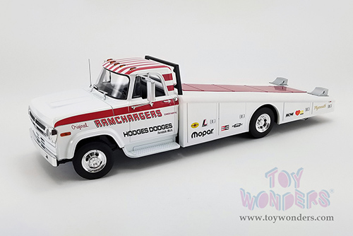 Acme - Dodge D-300 Ramp Truck "Original Ramchargers Candymatic" (1970, 1/18 scale diecast model car, White/Red stripes) A1801909