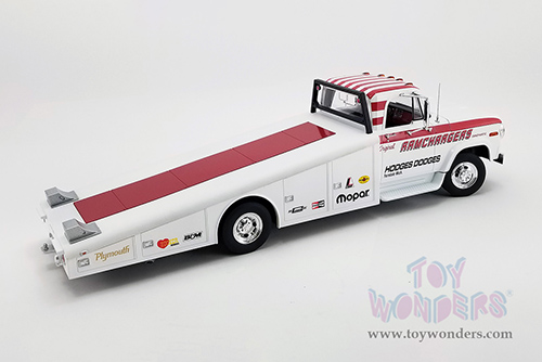 Acme - Dodge D-300 Ramp Truck "Original Ramchargers Candymatic" (1970, 1/18 scale diecast model car, White/Red stripes) A1801909