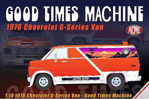 Acme - Chevrolet® G-Series Van - Good Times Machine (1976, 1/18 scale diecast model car, Orange) A1802100
