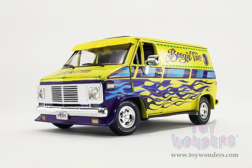 Acme - Chevrolet® G-Series Van - Boogie Van (1976, 1/18 scale diecast model car, Yellow/Blue flames) A1802101