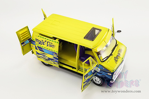 Acme - Chevrolet® G-Series Van - Boogie Van (1976, 1/18 scale diecast model car, Yellow/Blue flames) A1802101