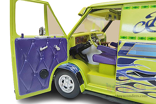 Acme - Chevrolet® G-Series Van - Boogie Van (1976, 1/18 scale diecast model car, Yellow/Blue flames) A1802101
