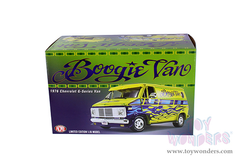 Acme - Chevrolet® G-Series Van - Boogie Van (1976, 1/18 scale diecast model car, Yellow/Blue flames) A1802101
