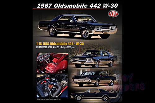 Acme - Oldsmobile 442 W-30 Hardtop (1967, 1/18 scale diecast model car, Ebony Black) A1805622