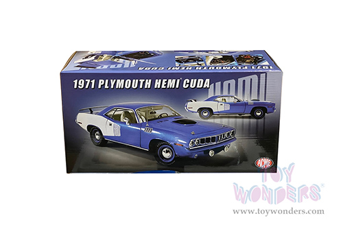 Acme - Plymouth HEMI&reg; Barracuda Hardtop (1971, 1/18 scale diecast model car, B5 Blue/White) A1806123